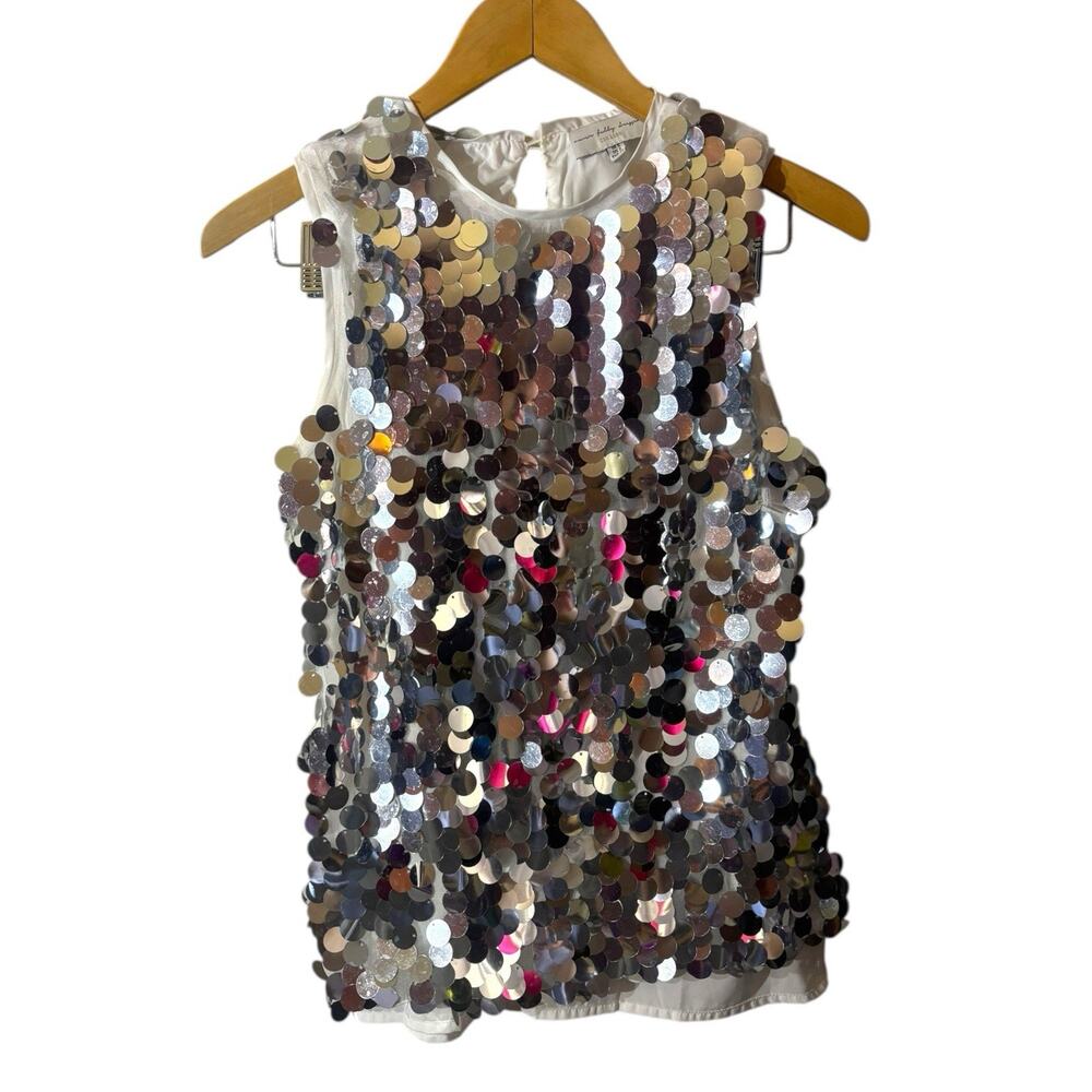 Never Fully Dressed Silver payette sequined top
